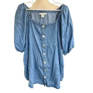 Skyes The Limit Top Women's Button Up Lyocell Blue 2XL XXL Relaxed Comfort NWT